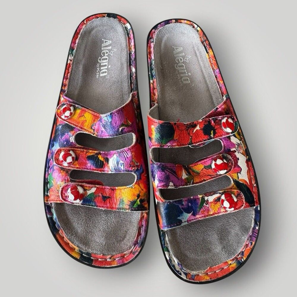 Alegria Fiona Sandals Iris Floral Pink Comfort Shoe Slip On Size 40 - Picture 4 of 8